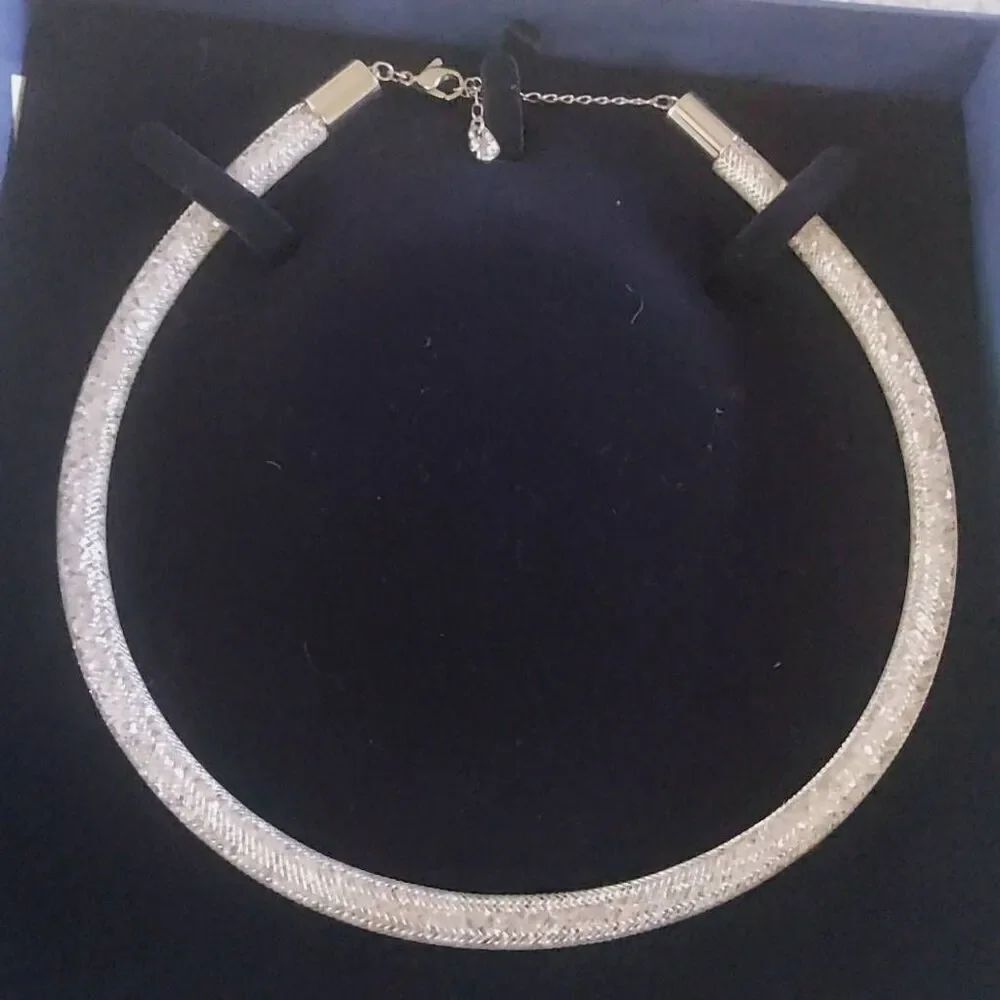 New Swarovski Stardust Crystal Necklace 5180944 Silver 42cm~$125 Retail Value